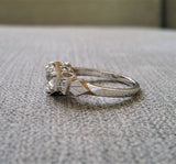 1.2Ct Round Cut Diamond Vintage Antique Engagement Ring 18K White Gold Finish