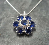 2.7ct Blue Sapphire Pendant Round Cut Cluster Design 14k WhiteGold Over NO CHAIN