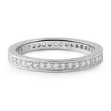 0.65ct Round Cut Diamond Wedding Ring Band Full Eternity 14k White Gold Finish