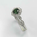 2.3ct Round Cut Green Emerald Engagement Ring Bridal Set 14k White Gold Finish