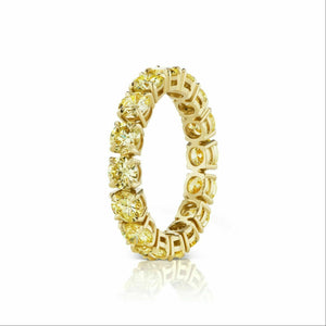 7.5ct Round Cut Yellow Sapphire Full Eternity Wedding Band 14K Yellow Gold Over