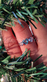 0.6ct Heart Cut Simulated Blue Aquamarine Three Stone Ring 14k White Gold Plated