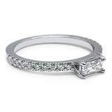 1.3ct Baguette Cut Diamond Engagement Ring Accents Solitaire 14k White Gold Over