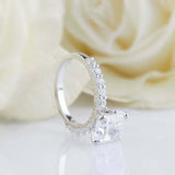 2ct Cushion Diamond Engagement Ring Round Accents Solitaire 14k White Gold Over