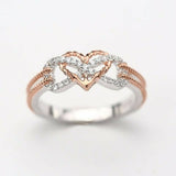 1Ct Round Cut Diamond Heart Infinity Design Engagement Ring 14K Dual Gold Finish