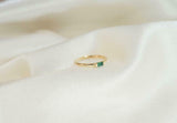 0.2ct Engagement Ring Baguette Cut Green Emerald Solitaire 14k Yellow Gold Over