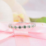 1.2ct Round Cut Green Emerald Wedding Band Ring Half Eternity 14k WhiteGold Over