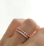 3Ct Round Cut Diamond Petite Stackable Dual Wedding Bands 14K Rose Gold Finish