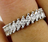 7Ct Marquise Cut VVS1 Diamond Unique Eternity Wedding Band 14K White Gold Finish