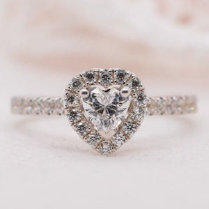 1ct Heart Cut Simulated Diamond Open Halo Engagement Ring 14k White Gold Plated