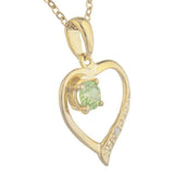 1ct Peridot Pendant Chain Round Heart Love Valentine Gift 14k Yellow Gold Finish