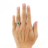 3ct Oval Cut Green Emerald Engagement Ring Split Shank Halo 14k WhiteGold Finish