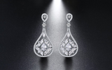 2.9ct Pear Cut VVS1D Diamond Wedding Water Drop Earrings 14k White Gold Finish