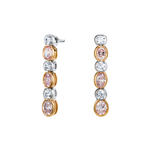 5Ct Oval Cut Morganite Diamond Vertical Drop Earrings Women 14K White Gold Over