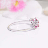 1.5ct Round Cut Pink Ruby Engagement Ring Promise Cluster 14k White Gold Finish