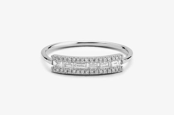 2ct Engagement Ring Baguette Cut Diamond Horizontal Channel 14k White Gold Over