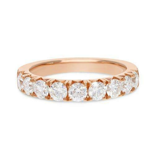 2.8ct Wedding Band Round Cut Diamond Stackable Half Eternity 14k RoseGold Finish