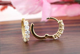 Five Stone Hoop Earrings 0.8ct Round Cut VVS1D Diamond 14k Yellow Gold Finish