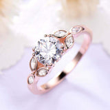 1.5ct Round Cut Diamond Engagement Ring Floral Leaf Solitaire 14k Rose Gold Over