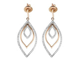 0.37ct Round Cut Diamond Stylish Halo Dangle Earrings Women 14k Rose Gold Finish