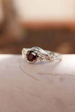 1ct Round Cut Red Garnet Engagement Ring Leaf Vine Solitaire 14k White Gold Over