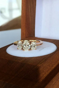 2.5Ct Oval Cut Diamond Classic Trilogy Engagement Ring 14K Rose Gold Finish