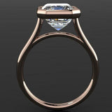 3.5ct Emerald Cut Diamond Engagement Ring 14k Rose Gold Over Bezel Set Solitaire