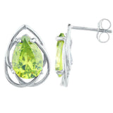 1.5ct Stud Earrings Pear Cut Peridot Intertwined Dangling 14k White Gold Finish