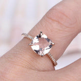 1ct Cushion Cut Peach Morganite Solitaire Engagement Ring 18k Rose Gold Finish