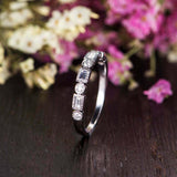 Half Eternity Wedding Ring Band 1.5ct Baguette Cut Diamond 14k White Gold Finish