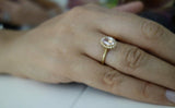 2ct Oval Cut Peach Morganite Engagement Ring 14k Yellow Gold Over Halo Solitaire