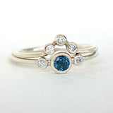 1.2ct Round Cut London Blue Topaz Engagement Ring Bridal Set 14k White Gold Over