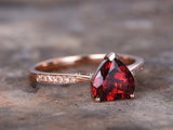 1ct Heart Cut Red Garnet Love Valentine Gift Engagement Ring 14k RoseGold Finish