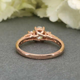 3 Stone Accent Solitaire Engagement Ring 2ct Oval Diamond 14k Rose Gold Finish