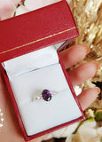 1.5ct Oval Purple Amethyst Engagement Ring 14k White Gold Finish Trilogy Promise