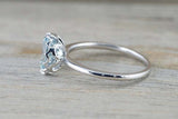 1ct Round Cut Blue Aquamarine Floral Instead of Crown Ring 14k White Gold Finish