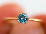 1ct Engagement Ring Round Cut London Blue Topaz Solitaire 14k Yellow Gold Finish