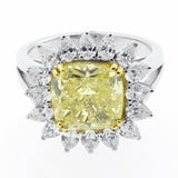 1.5ct Cushion Cut Yellow Sapphire Pear Halo Engagement Ring 14k White Gold Over