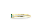 0.4ct Baguette Cut Green Emerald Two Stone Minimalist Ring 14k Yellow Gold Over