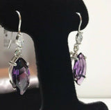 2ct Drop Earrings Marquise Cut Amethyst Stylish Fish Hook 14k White Gold Finish