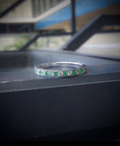 1ct Round Green Emerald Half Eternity Wedding Band Ring 14k White Gold Finish