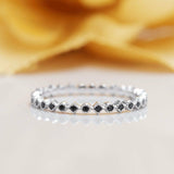 Eternity Wedding Ring Band 1.2ct Round Cut Black Diamond 14k White Gold Finish