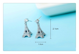 3Ct Round Brilliant Cut Diamond Eiffel Tower Drop Earrings 14K White Gold Finish