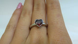 1.2ct Engagement Ring Heart Cut Red Garnet Solitaire 14k White Gold Finish