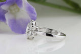 Large Cluster Flower Engagement Ring 1ct Round Cut Diamond 14k White Gold Finish