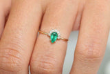 1.2ct Pear Cut Green Emerald Diamond Crown Engagement Ring 14k YellowGold Finish