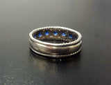 1.4ct Round Cut Blue Sapphire Braided Vintage Inspired Band 14k White Gold Over