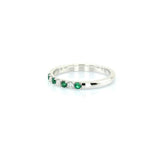 1ct Round Cut Alternate Green Emerald Diamond Wedding Band 14ct WhiteGold Finish