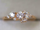 1.8ct Engagement Ring Round Cut Diamond Cluster Design 14k Yellow Gold Finish