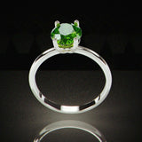 1Ct Oval Cut Green Peridot Solitaire Engagement Ring Women 18K White Gold Finish